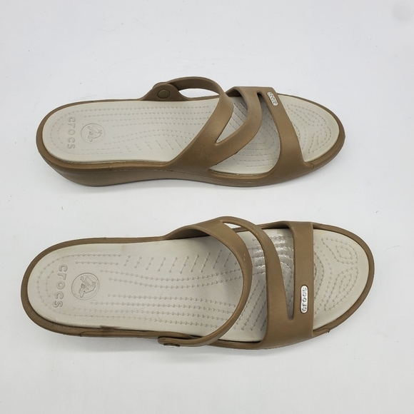 Crocs Patricia Mini Wedge 10386 Women's 11 Shoes Strappy Slip On Sandals - Picture 5 of 9